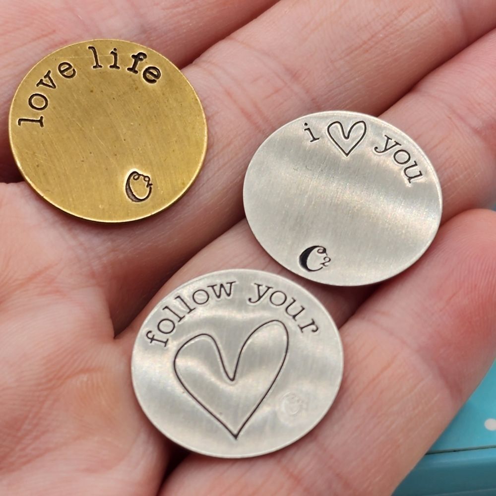 5/$21 🦉 O2 ORIGAMI OWL SILVER / GOLD LOVE U HEART LIFE PLATE FOR LIVING LOCKETS